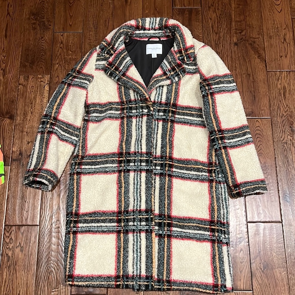 teddy plaid long jacket